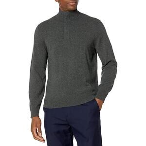 Theory Men's Charcoal Gray "Pestle Melange" Cashmere Supreme Quarter Zip, Size M